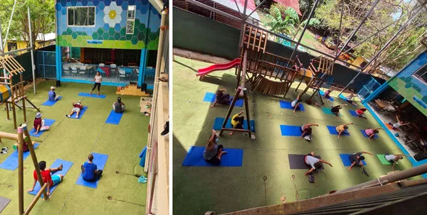 Las docentes de yoga Wendy, Metzi, Cathy, Laetitia y Marian